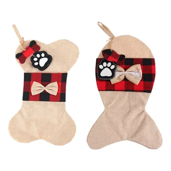 

2pcs Christmas Bone Fish Gift Bag Practical Linen Festival Bag Bone Fish Shaped Bag for Gift Wrapping Festival Decor