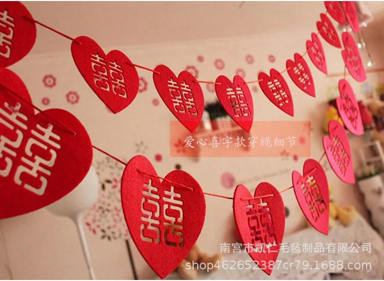 Felt Ornaments Marriage House Decoration Creative Room Heart Shape Latte Art Pendant Holiday Lovers' Day Decorative