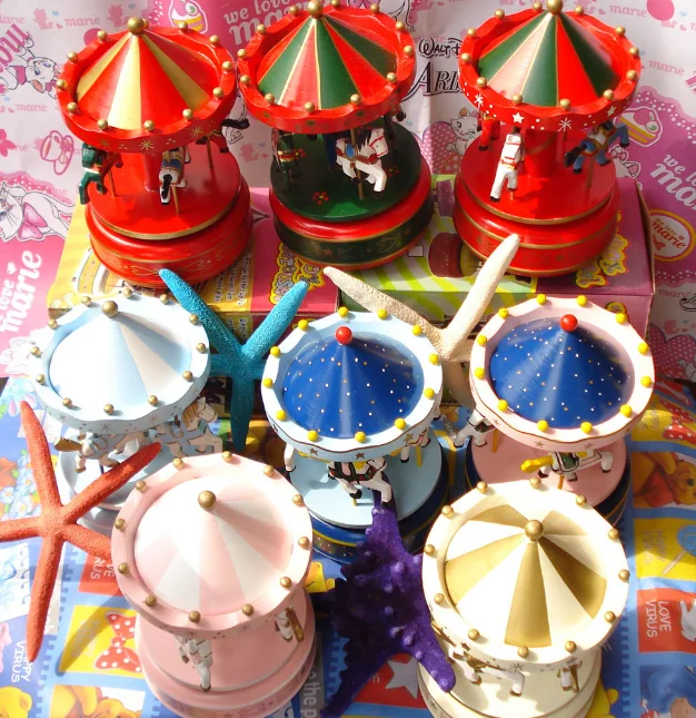 Круглые музыкальные шкатулки Merry-go-round, Геометрическая музыкальная декорация для детской комнаты, подарки унисекс, Деревянная Рождественская карусель, коробка для дома, декорация lf676