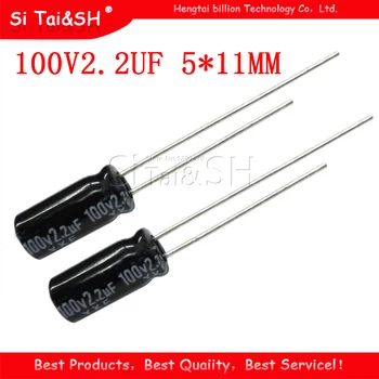

50PCS Higt quality 100V2.2UF 5*11mm 2.2UF 100V 5*11 Electrolytic capacitor