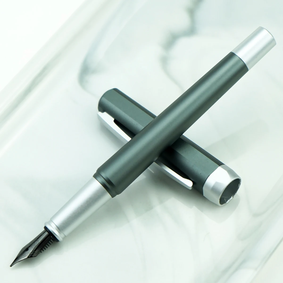 Picasso  965 Metal Fountain Pen Bach Rhythm Black Fine Nib 0.5mm with Gift Box Gray Writing Ink Pen for Office Business mattafix rhythm