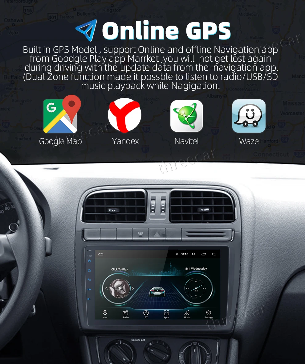9 дюймов Android 8,1 универсальный автомобильный Радио 2 din android автомобильный Радио dvd-плеер gps навигация wifi Bluetooth MP5 плеер