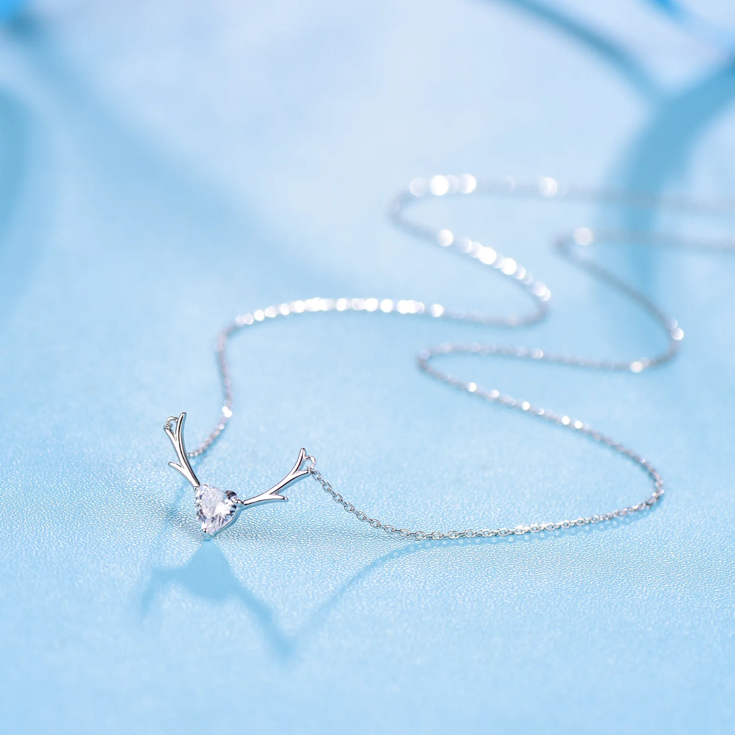 

LK925 sterling silver jewelry one deer has you necklace female antlers pendant clavicle chain necklace Christmas gift