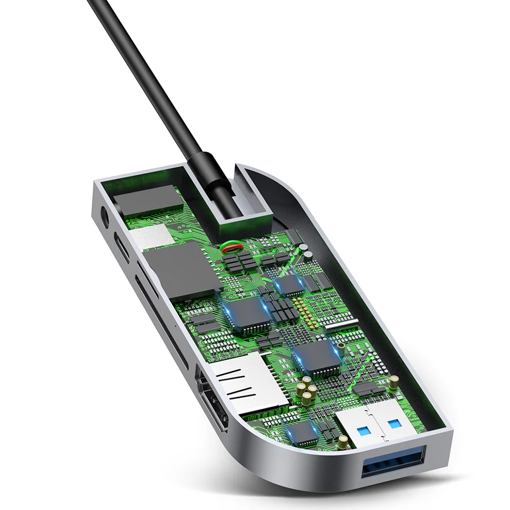 USB 3,0 высокая эффективность алюминиевый сплав мини-концентратор планшет ноутбук офис HDMI адаптер Передача данных 6 в 1 Тип C 3,5 мм Aux