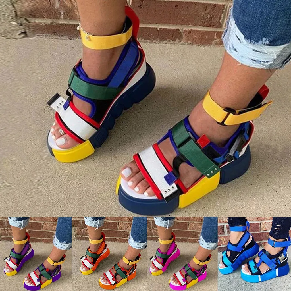 Сандалии женские на платформе с открытым носком босоножки танкетке Повседневная