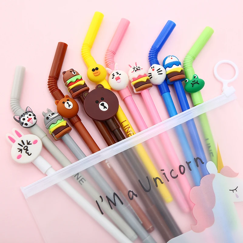 12 шт./компл.; красивый комплект одежды гелевая ручка Kawaii Унесенные призраками с изображением черного кота, офисные школьные Чехол для мобильного телефона в стиле "Bts аксессуар стационарный вещь Материал Карандаш Чехол сумка - Цвет: 23