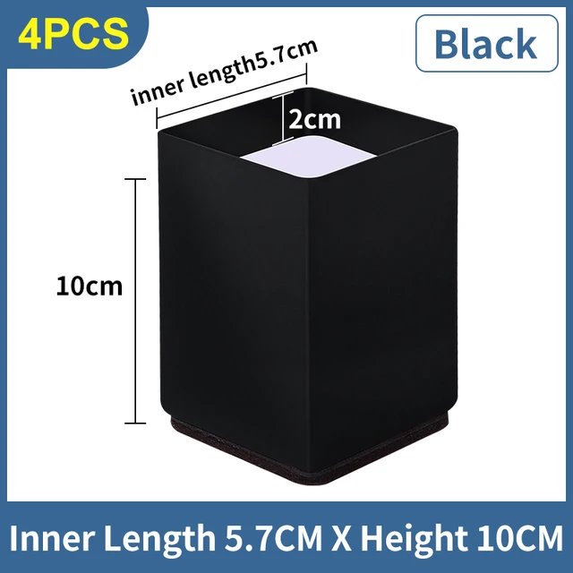 Steel Metal Sofa Table Pad Foot High Legs For Furniture Lifter increase 10cm Sofa Bed Chair Legs Pads Leg Desk Cabinet To Foot Black-5.7cmx10cm
