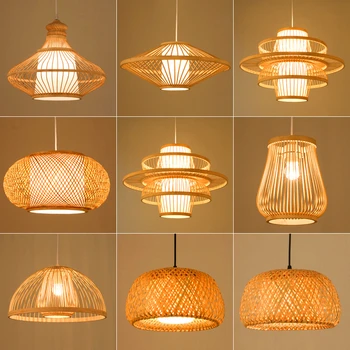 

1 Chinese Bamboo LED pendant light Lighting Garden Restaurant Pendant lamp el Farm Teahouse Lantern Tatami Bamboo Hanging Lamp