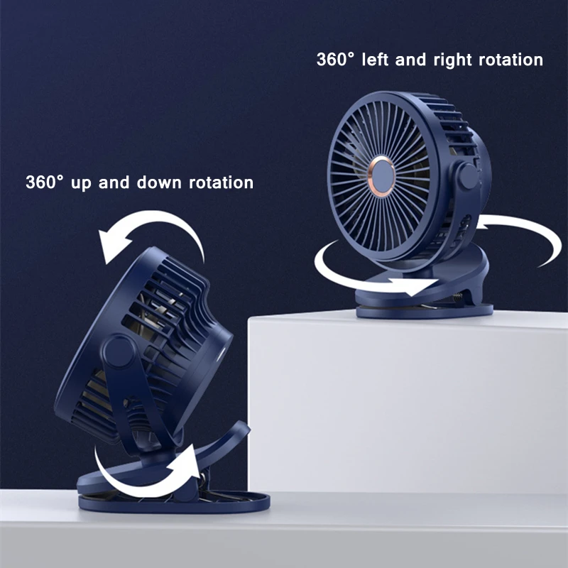 Mini 10000mAh ventilatore a clip ricaricabile rotazione a 360 ° vento a 4 velocità USB ventilatore da tavolo condizionatore d'aria silenzioso per ufficio camera da letto