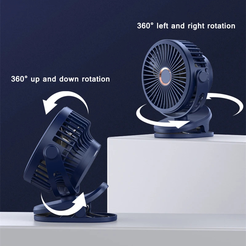 미니 10000mAh 충전식 클립 팬 360 °   침실 사무실용 회전 4단 바람 USB 데스크탑 인공호흡기 무음 에어컨