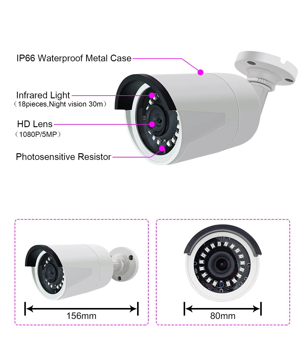 1080 P/5MP AHD камера аналоговая высокой четкости инфракрасная камера наблюдения AHD CCTV металлическая камера наружная цилиндрическая камера s