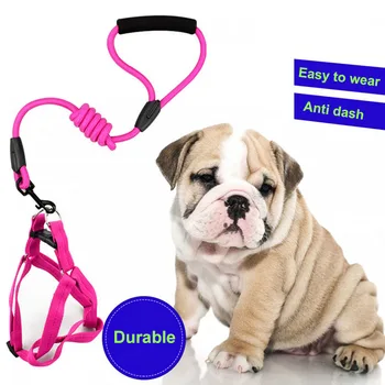 

Durable Anti Pull Dog Collar Dog Harness Leash Leads Dog Accessories Puppy Vest Leash For Dog Rope Dia. 1.0cm