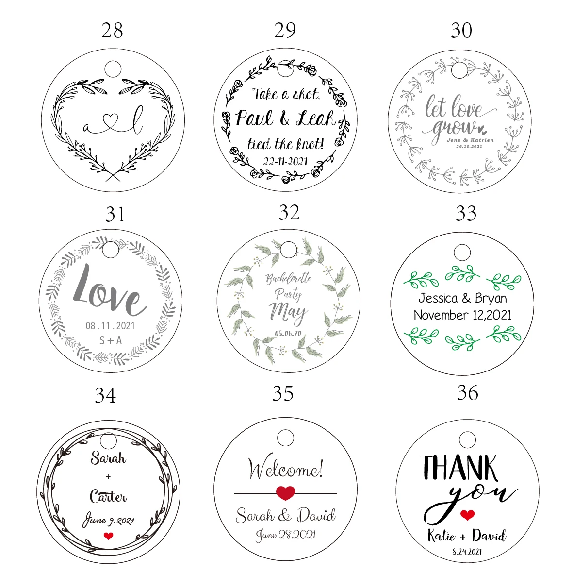 3.5 cm diameter round label cardboard label rose gold personalized customization wedding anniversary party