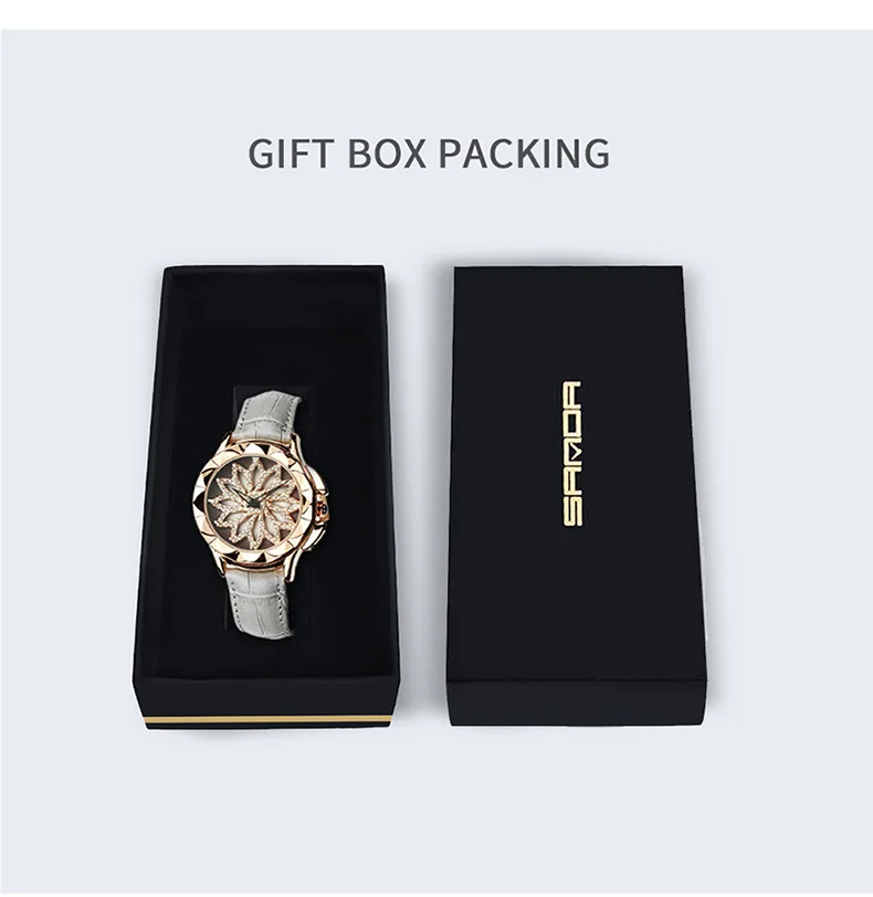 Sanda с фабрики популярные женские часы модные водонепроницаемые часы для отдыха креативные часы поворотные кожаные кварцевые часы подарок
