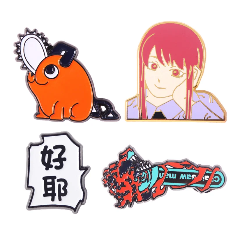 Anime Chainsaw Man Enamel Pins Denji Makima Power Pochita Cosplay Brooch Pin keychain keyring Collection Gift Prop |