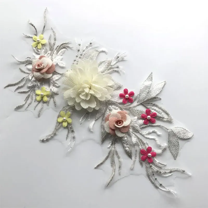 

Beautiful Lace Collar Embroidered Flower Apparel Applique Color Handmade Flower Sticky Flower Women's Decoration DIY Patchwork