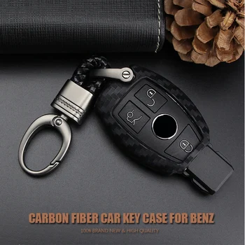 

1Pcs New Carbon Fiber Type TPU Soft Car Smart Key Fob Case Cover For Mercedes Benz