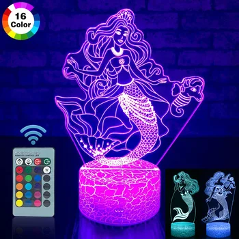 

USB Powered Mermaid 3D LED Night Light Remote and Touch Control Sleeping Room Decor Night Lights Kids Xmas Gifts Nightlight D30