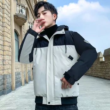 

New Men's Winter Coats 2019 Casual Hooded Simple Cotton-padded Jacket Male Fashion Thick Warm Windproof Loose Plus Size Tooling