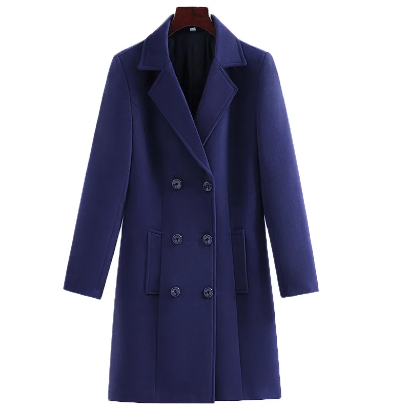 Зимнее плотное длинное пальто для женщин, распродажа, офисное Формальное пальто с хлопковой подкладкой, черный, синий, Осенний шопп 4S, магазин, рабочая одежда, верхняя одежда