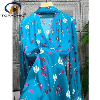 

1.5 2020 New Fashion Silk Shirt Women Tie V-neck Flower Print long sleeve Temperament Blouse