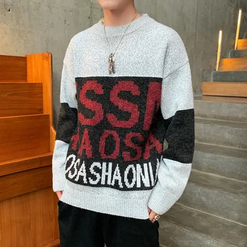 

Autumn Winter New Arrival Men Fashion Spacious Sweaters Letter Design Long Sleeve Pullovers