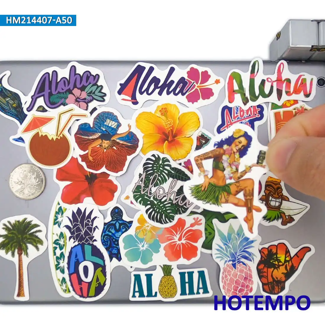 Autocollant pour ordinateur portable - 10,1 pouces - Été - Fleurs - Hawaï -  Motifs 