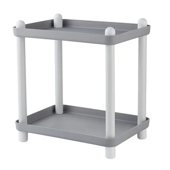 

Kitchen Double-layer Food Storage Holders Home Cart Rack Bathroom Washbasin Stand Bedroom Cosmetics Desktop Storage Rack