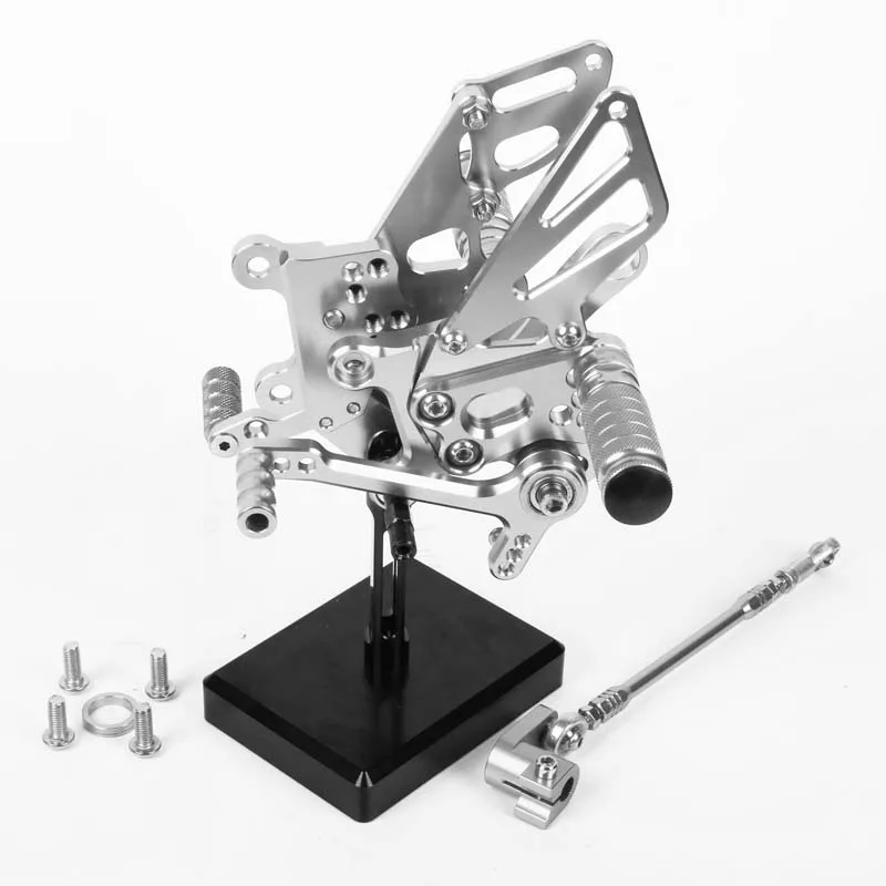 SMOK педаль мотоцикла для APRILIA RSV4 2009 2010 2011 2012 2013 алюминиевый сплав Rearset подножки черный - Цвет: Серебристый