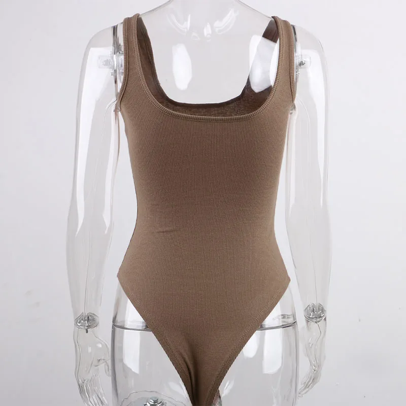Nadafair Strappy White Bodysuit Sexy Ribbed Black Bodysuit For Women Summer2020 Sleeveless Backlesss Black Tank Top Body Female