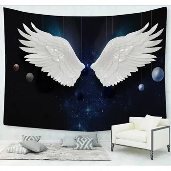 

Nordic Style Tapestry Wall Hanging Wings Printed Background Blanket Bedspread For Bedroom Living Room Decor Tapestry