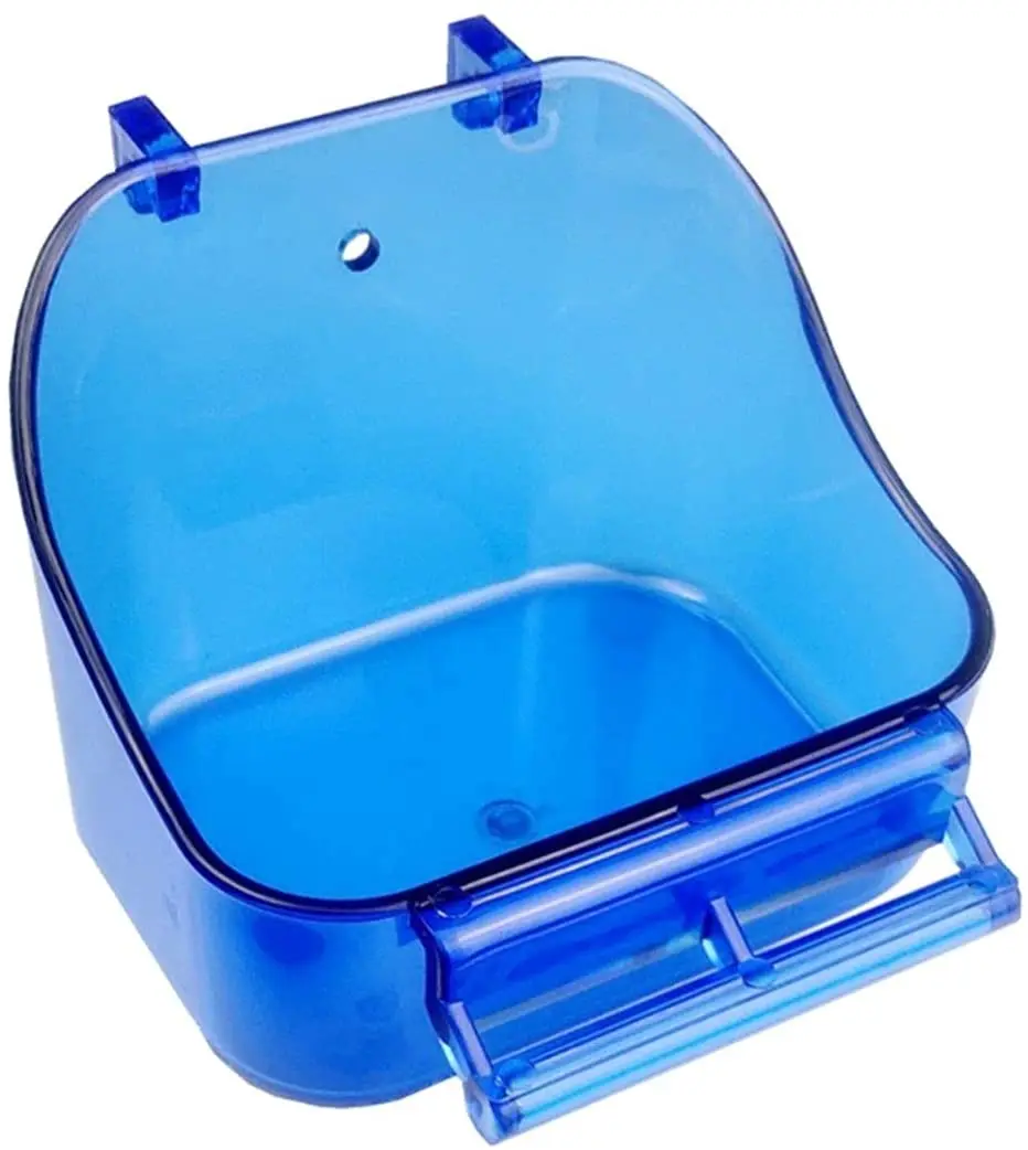 Pet Bath Box Caged Parrot Bathing Tub Bird Cage Accessory Bathing Tub Bath for Small Birds Canary Budgerigar Lovebirds(Blue)