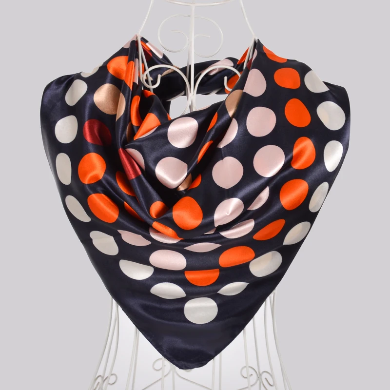 BYSIFA Winter Men Women Black khaki Pink Silk Scarf 90*90cm All-Match Pollka Dot Big Square Scarves Wraps Muslim Headkerchief 4
