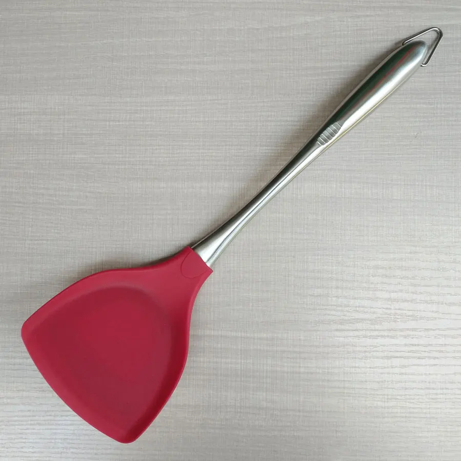 

Heat Resistant Silicone Spatula Spoonula Non-Stick Wok Turner in Hygienic Solid Coating with 18/8 Stainless Steel