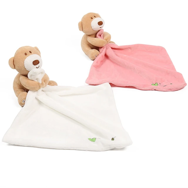 Soft Baby Appease Bibs Infant Bear Sleeping Toys Reassure Soothe Towel Bebe Smock Burp Blankie Dolls Xmas Gift игрушки для детей 1