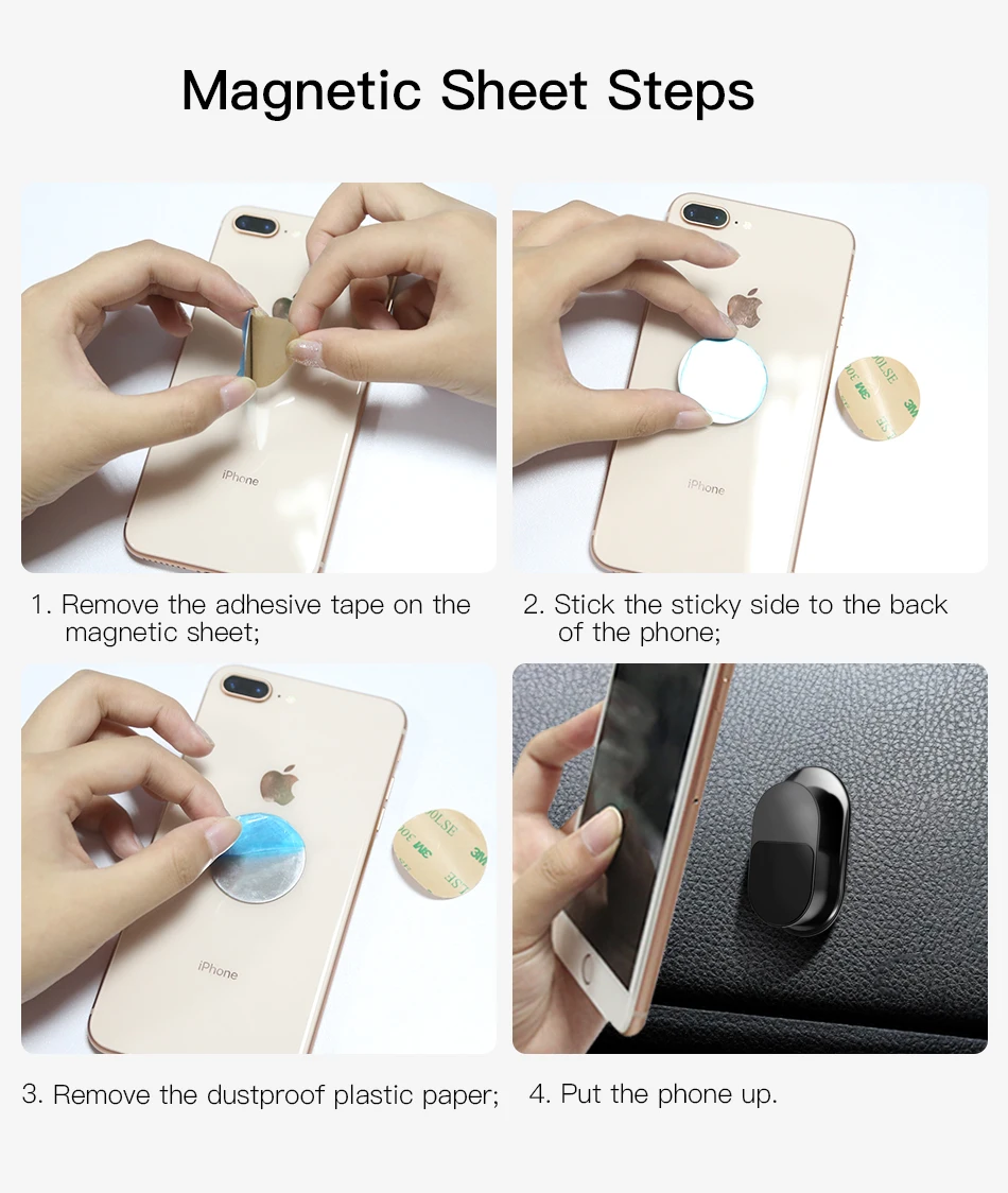 !ACCEZZ 3pcSet Magnetic Car Phone Holder Universal Wall Sticker 2-in-1 Paste Stand Hook For iPhone X Xiaomi Huawei Mini Bracket (13)