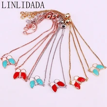 10 шт Эмаль Бабочка в форме вечерние горки цепи для женщин девушек регулируемые ювелирные браслеты