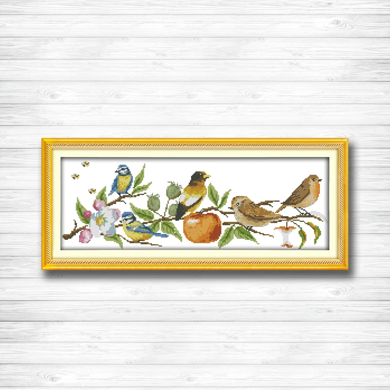 

The birds on the tree fruit animal painting counted printed on canvas DMC 11CT 14CT kits Cross Stitch embroidery needlework Sets