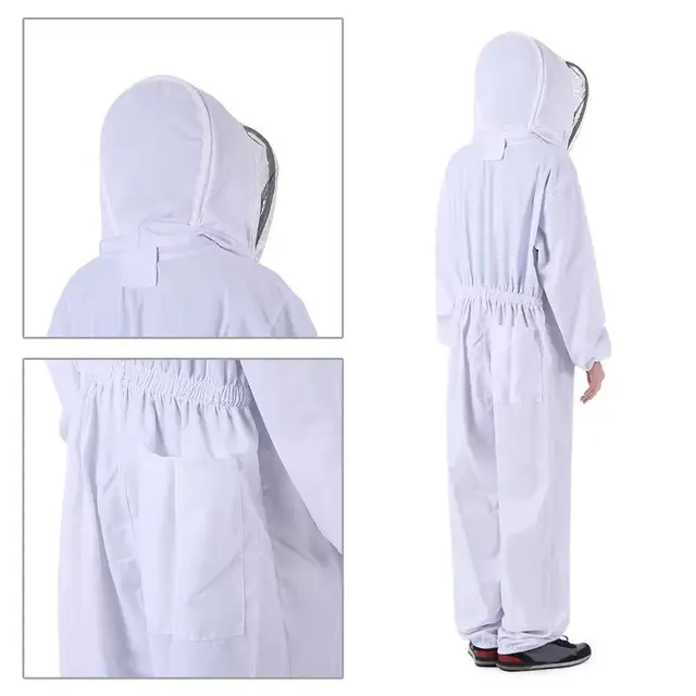 Méhész Öltöny Biztonsági Védőkabát Kalapjával A Méhek Elleni Halászat Lélegző Fátyol Szerszámok Méhbiztos Ruházat 1 Készlet - Image 4