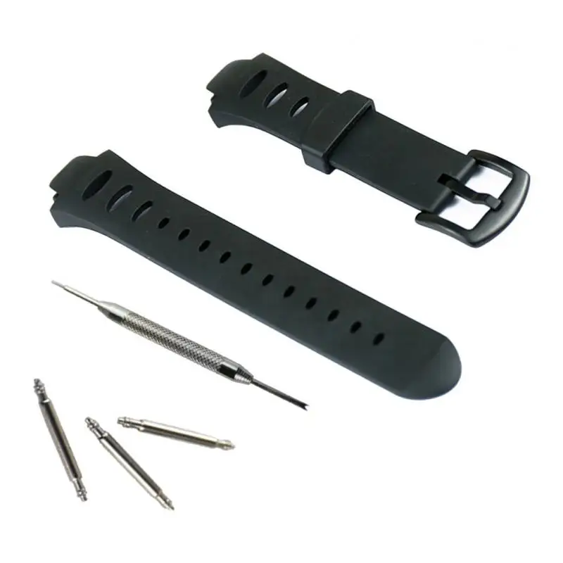 Strap Watch Band Black Rubber Waterproof For Suunto Observer SR 18mm