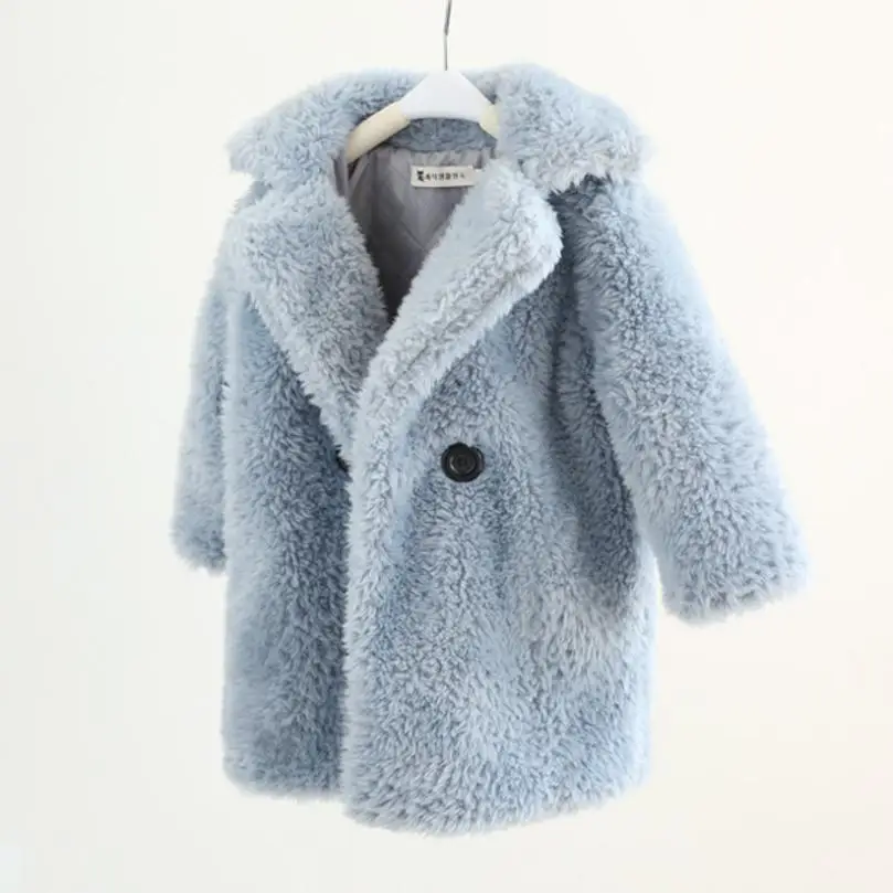 blue Детское пальто с искусственным мехом; Детское пальто из искусственной шерсти; хлопковое флисовое пальто; плотная теплая верхняя одежда; парка; детская одежда modis; зимние куртки; Y2386 - Цвет: blue