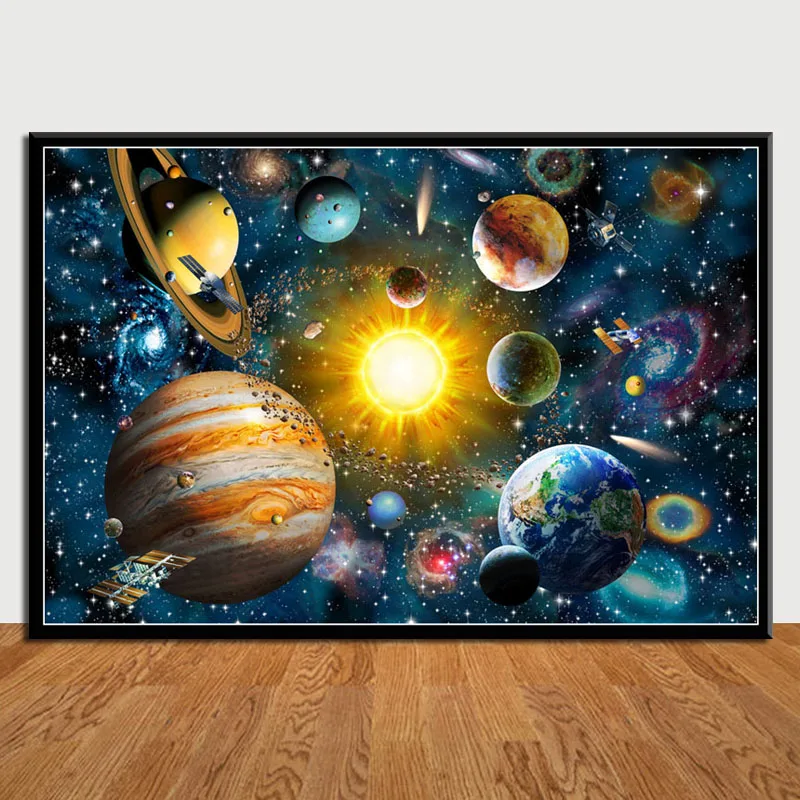 Art Painting Hot Planets Solar System Galaxy Universe Modern Kid Gift Poster And Prints Wall Pictures For Living Room Home Decor