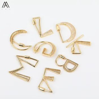 

10Pcs/Lot Zirconia Pcapital Letter Pendant For Necklace Making, CZ Micro Paved Letter Charms For DIY Jewelry Making Accessories