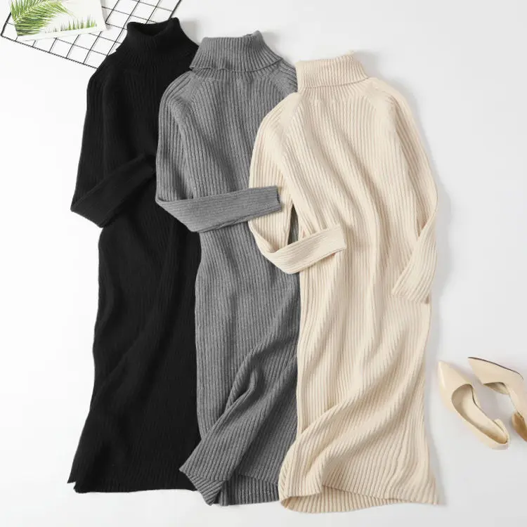 Женский Длинный свитер с высоким воротником новинка осень зима свободное