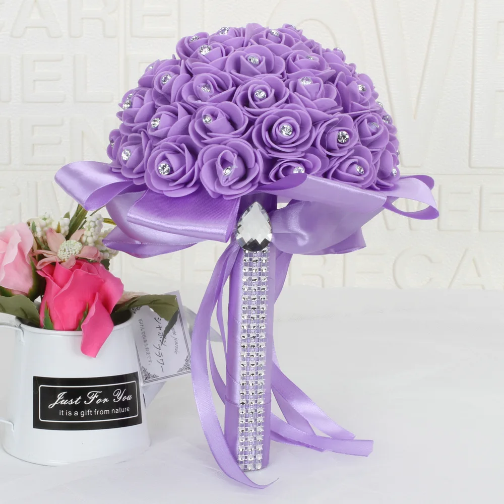 Rose Bridesmaid Bouquet Wedding Accessories Bride Flower Bouquet Height 9.84inch Length 8.62inch Weight 0.35kg Free Shipping