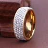 Anillo de acero inoxidable de lujo para mujer y hombre, joyería de cristal con diamantes de imitación, anillos de compromiso de boda ► Foto 3/6