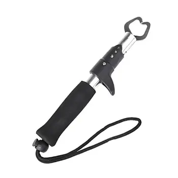 

Portable Fish Gripper Stainless Steel Handle Grab Carp Fish Lip Grip Fish Controller Fishing Pliers With Lanyard Fishing Tool