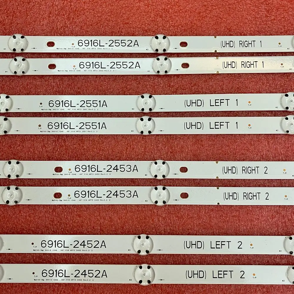 8 шт./компл. светодиодный подсветка полосы для LG 49UH6500 49UH650V 49UH661V 49UH668V LC490DGG FJ M6 M5 6916L