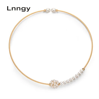 

Lnngy 14K Gold Filled 4-7mm Natural Cultured Freshwater Pearl Elegant Pearl Chokers Women Jewelry Gifts