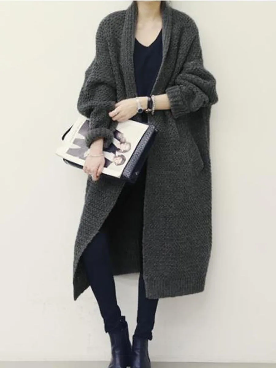 Women Sweaters Casual Elegant OL Plus Size Loose Cardigan Thick Lapel Solid Female Spring Warm Vintage Wool Tops Long Knitwear Women Sweaters Casual Elegant OL Plus Size Loose Cardigan Thick Lapel Solid Female Spring Warm Vintage Wool Tops Long Knitwear